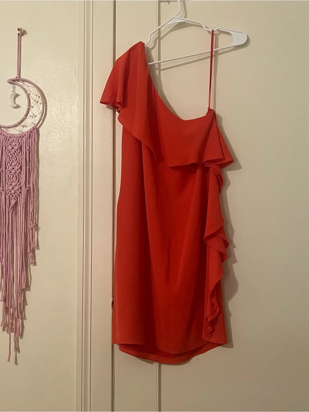 Michael Kors One-Shoulder Ruffle Dress - Red